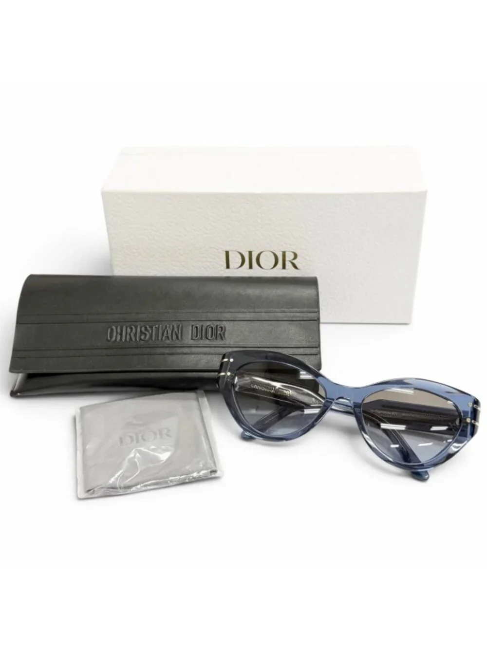 Dior Signature Logo Butterfly Sunglasses Clear Blue Eyewear